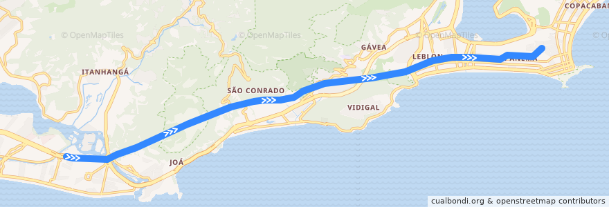Mapa del recorrido Linha 4: Jardim Oceânico → General Osório de la línea  en ریودو ژانیرو.