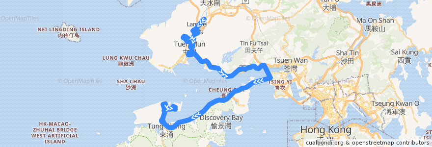 Mapa del recorrido 龍運巴士A33P線 Long Win Bus A33P (鍾屋村 Chung Uk Tsuen → 機場 Airport) de la línea  en 香港 Hong Kong.