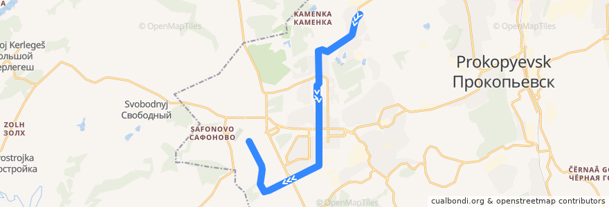 Mapa del recorrido Трамвайный маршрут №5: Прокопьевский разрез – БТИ de la línea  en Prokopyevsky Urban Okrug.