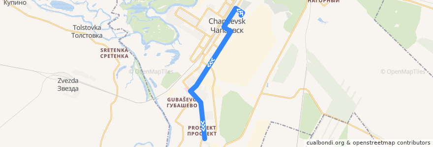 Mapa del recorrido Автобус 1: улица Володарского - Силикатная площадка de la línea  en Chapayevsk.