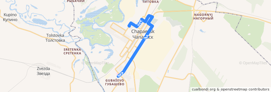 Mapa del recorrido Автобус 16к: Городская больница - улица Чкалова de la línea  en Stadtkreis Tschapajewsk.