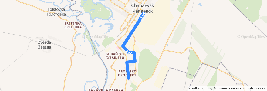 Mapa del recorrido Автобус 8: улица Куйбышева - Силикатная площадка de la línea  en チャパイェフスク管区.