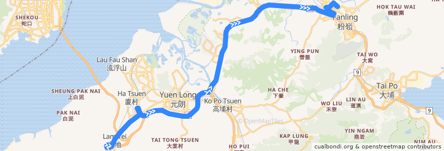 Mapa del recorrido 九巴261P線 KMB 261P (兆康苑 Siu Hong Court → 天平邨 Tin Ping Estate) de la línea  en 香港 Hong Kong.