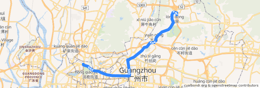 Mapa del recorrido 30路[龙洞(广东金融学院)总站-广州火车站(草暖公园)总站] de la línea  en 广州市.