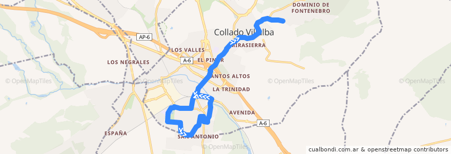 Mapa del recorrido Bus Lanzadera 1: FFCC-P. Coruña-FFCC-Mirador de la línea  en マドリード州.