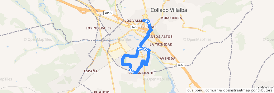 Mapa del recorrido Bus Lanzadera 5: FFCC-P. Coruña-FFCC-Los Valles-FFCC de la línea  en Autonome Gemeinschaft Madrid.