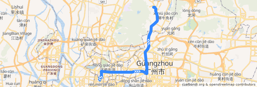 Mapa del recorrido 56路(光塔路总站-白云山制药厂总站) de la línea  en 广州市.