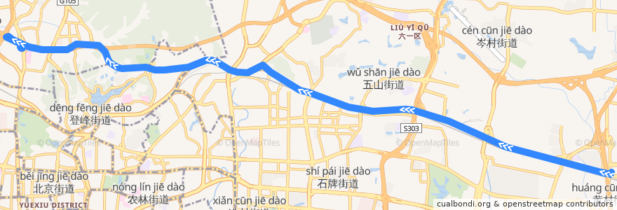 Mapa del recorrido 60路(奥林匹克体育中心总站-机场路总站) de la línea  en 广州市.