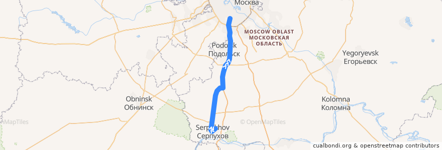 Mapa del recorrido Автобус №458 Станция Серпухов - Метро "Южная" de la línea  en استان مسکو.