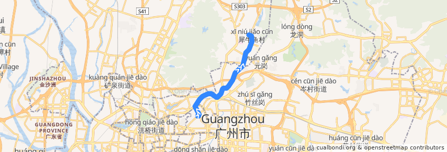 Mapa del recorrido 72路(动物园总站-天健广场总站) de la línea  en 广州市.