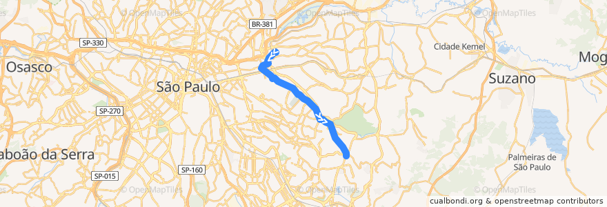 Mapa del recorrido 342M: Terminal Penha ⇒ São Mateus de la línea  en São Paulo.