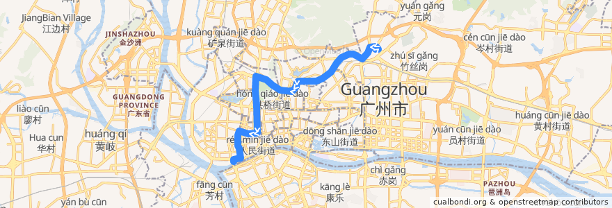 Mapa del recorrido 110路(天平架总站-文化公园总站) de la línea  en 广州市.