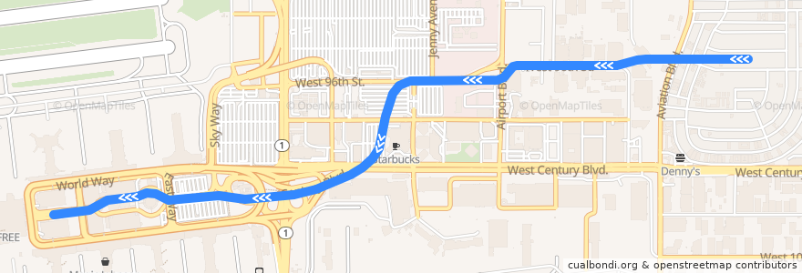 Mapa del recorrido Airport Metro Connector transit project de la línea  en Los Angeles.