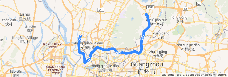 Mapa del recorrido 179路(上步总站-白云山制药厂总站) de la línea  en 广州市.