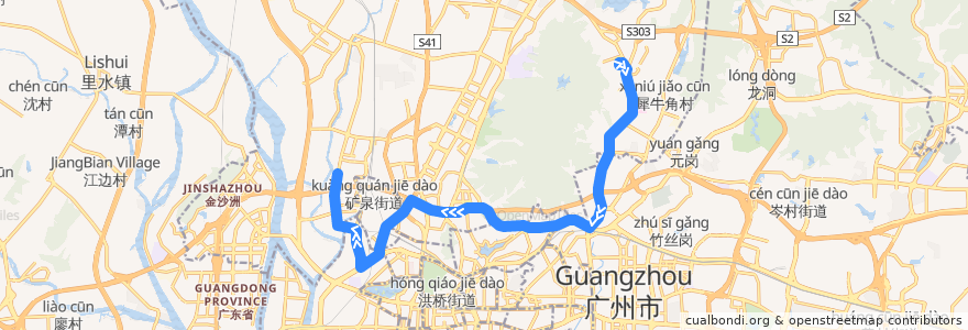 Mapa del recorrido 179路(白云山制药厂总站-上步总站) de la línea  en 广州市.