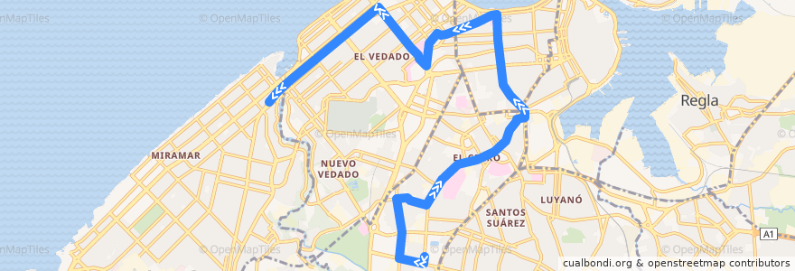 Mapa del recorrido Ruta A20 Cerro => Miramar de la línea  en Havana.