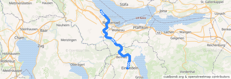 Mapa del recorrido S13: Einsiedeln –> Wädenswil de la línea  en Switzerland.