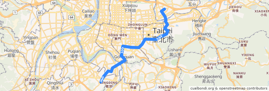 Mapa del recorrido 臺北市 207 內湖-南勢角 (往內湖) de la línea  en 台北市.