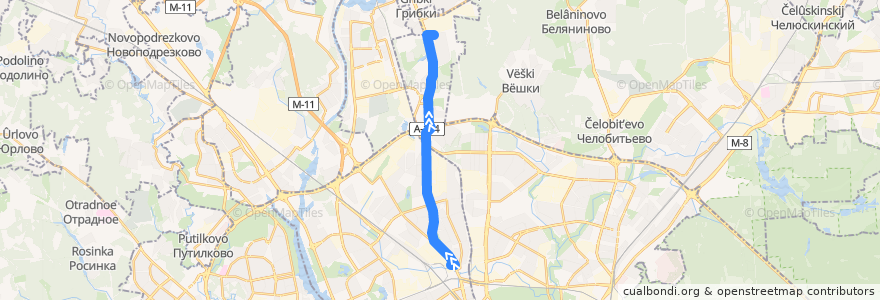 Mapa del recorrido Автобус 763: метро "Верхние Лихоборы" — посёлок "Северный" de la línea  en Moscú.