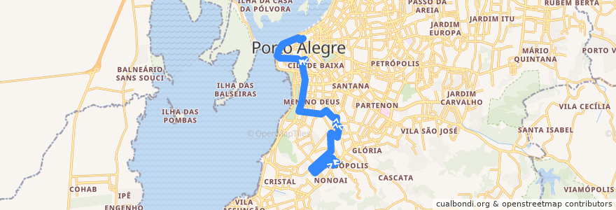 Mapa del recorrido Alto Teresópolis de la línea  en 阿雷格里港.