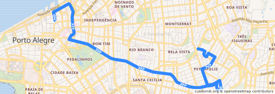 Mapa del recorrido João Abbott de la línea  en بورتو أليغري.
