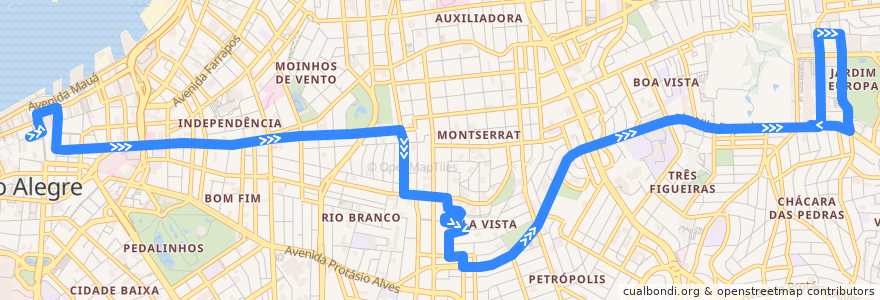 Mapa del recorrido Montserrat / IPA de la línea  en Порту-Алегри.