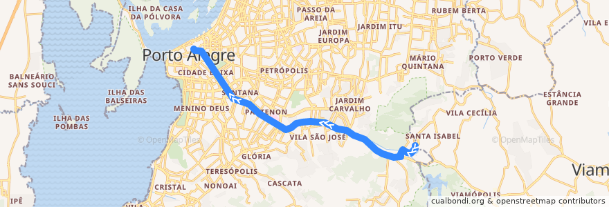 Mapa del recorrido Partenon / Campus de la línea  en 阿雷格里港.
