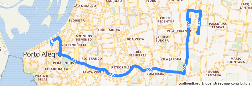 Mapa del recorrido Petrópolis / SESC de la línea  en 阿雷格里港.