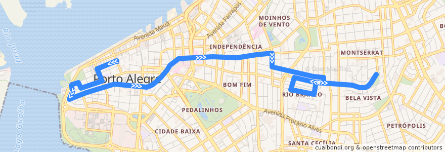 Mapa del recorrido Rio Branco de la línea  en پورتو الگره.