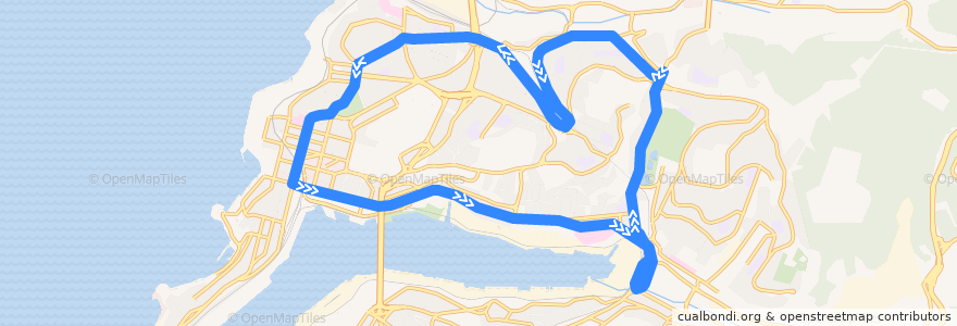 Mapa del recorrido Автобус 54: Луговая - Баляева - 1-я Речка - Центр - Луговая de la línea  en Владивостокский городской округ.
