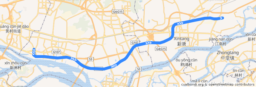 Mapa del recorrido 广州地铁13号线（鱼珠→新沙） de la línea  en غوانزو.