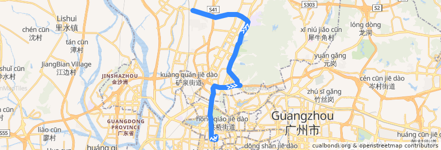 Mapa del recorrido 265路(广卫路总站-环滘村总站) de la línea  en 바이윈구.