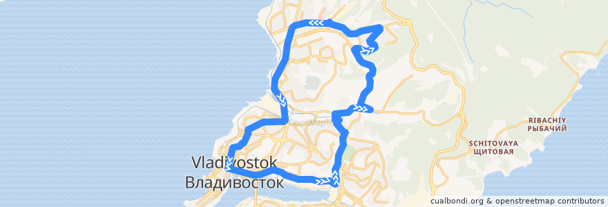Mapa del recorrido Автобус 98Д: Луговая – Выселковая – Снеговая Падь – 2-я Речка – 1-я Речка – Центр – Луговая de la línea  en Владивостокский городской округ.