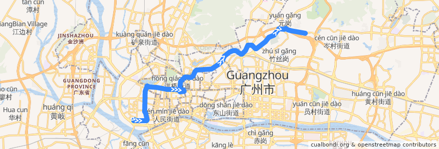 Mapa del recorrido 297路(黄沙总站-乐意居花园总站) de la línea  en غوانزو.