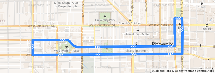 Mapa del recorrido bus DASH WB de la línea  en فينيكس.
