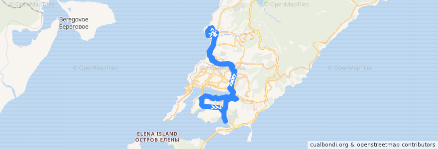 Mapa del recorrido Автобус 4: Автовокзал - Окатовая - Автовокзал de la línea  en 블라디보스토크 관구.