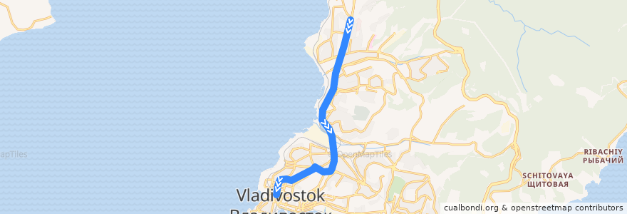 Mapa del recorrido Автобус 41: Фабрика "Заря" - Семёновская de la línea  en 블라디보스토크 관구.