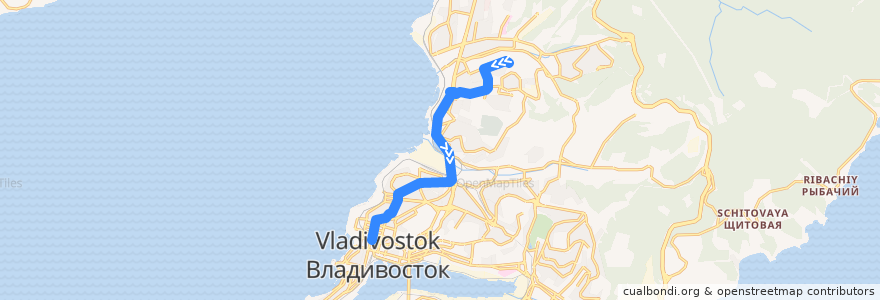 Mapa del recorrido Автобус 12: Героев Варяга - Семёновская de la línea  en Владивостокский городской округ.