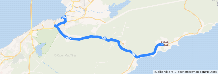 Mapa del recorrido Автобус 28К: Станция Океанская - Бухта Емар de la línea  en ウラジオストク管区.