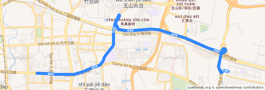 Mapa del recorrido B14路(棠下小区总站-BRT体育中心) de la línea  en Distretto di Tianhe.