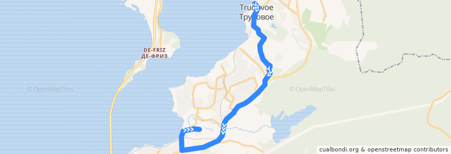 Mapa del recorrido Автобус 44: Станция Угольная - Школа №44 de la línea  en 海参崴市.