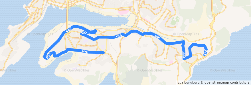 Mapa del recorrido Автобус 27: Добровольского - Окатовая de la línea  en Владивостокский городской округ.