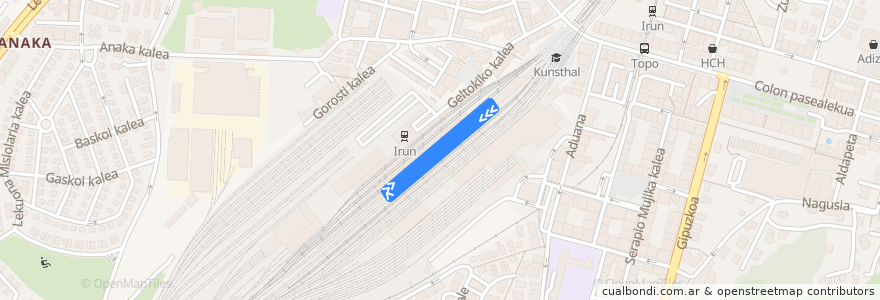 Mapa del recorrido Alvia 00533 de la línea  en إرون.
