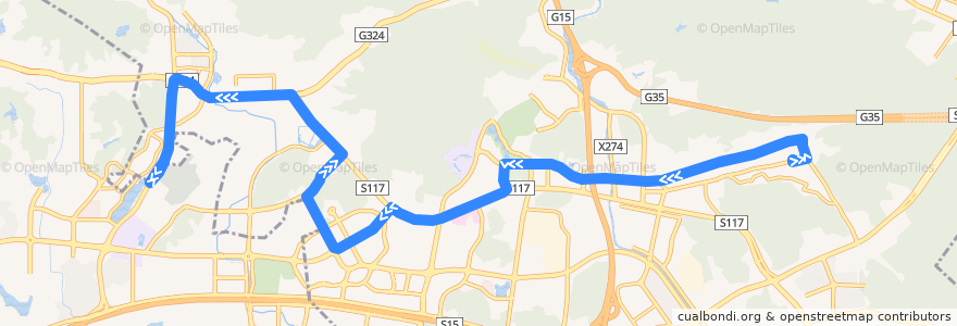 Mapa del recorrido 333路[萝岗香雪(梅花世界)总站-大观路北(大观湿地公园)总站] de la línea  en هوانگپو.