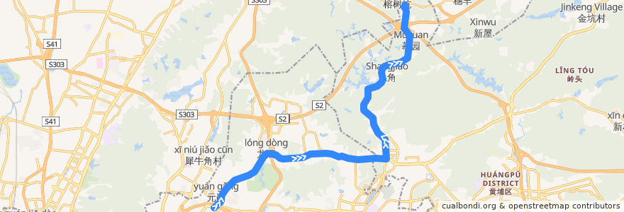 Mapa del recorrido 346路[长福路总站-穗丰村(广东技术师范学院天河学院)总站] de la línea  en 广州市.