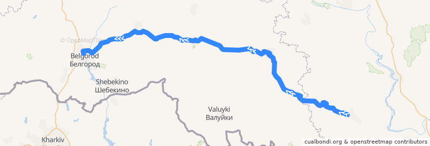 Mapa del recorrido Россошь - Белгород de la línea en Белгородская область.