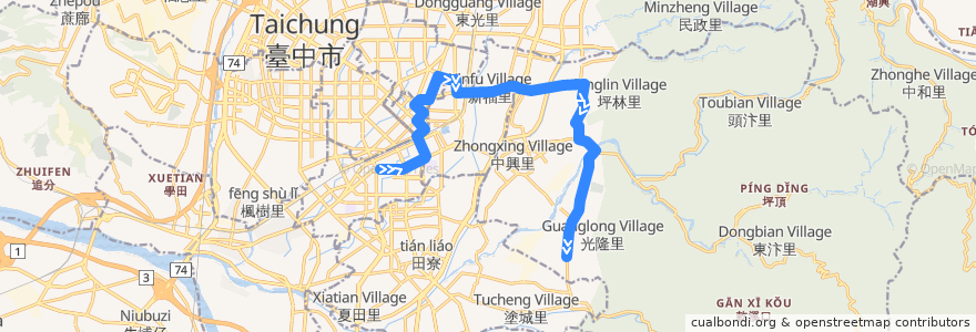 Mapa del recorrido 41路 (往慈明高中_往程) de la línea  en تاي شانغ.