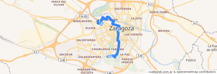 Mapa del recorrido Bus 34: Parque de Atracciones => Estación Delicias de la línea  en سرقسطة.