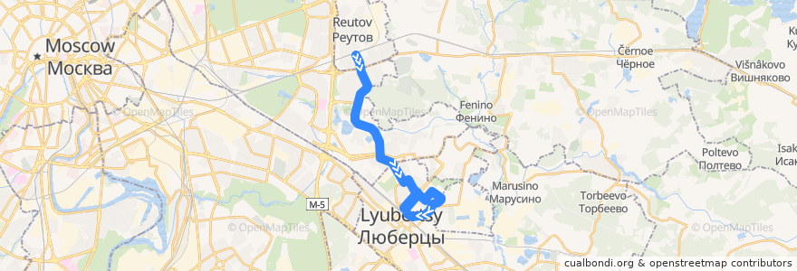 Mapa del recorrido Автобус 1064: станция Реутово – станция Люберцы de la línea  en Distrito federal Central.