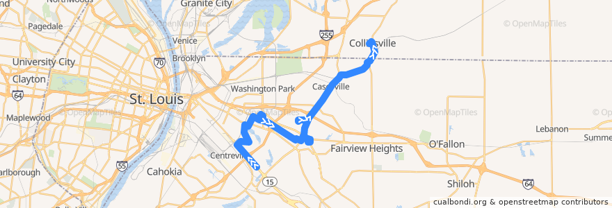 Mapa del recorrido MetroBus 13 Caseyville-Marybelle (northbound) de la línea  en إلينوي.